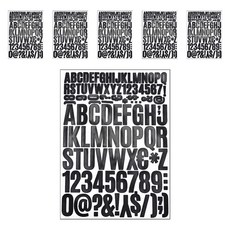 PARTYSHOW 字母氣球貼紙 英文字母 哥德字體, 6個, 單一顏色