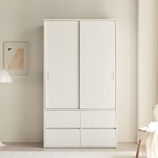 스칸디아 모어빅 키큰 서랍형 슬라이딩 옷장 1200 방문설치, 화이트