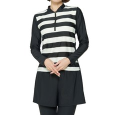 ILIKAI 女性黑白款防磨長袖上衣 + 層搭水上運動緊身褲套裝