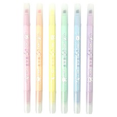 TEMPO 節奏牌 H-1514-6 可擦雙頭螢光筆 6色 柔和色系 適用於筆記、手帳重點標示, 黃色/粉色/橘色/綠色/藍色/紫色, 12支