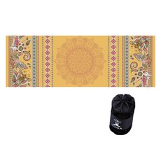 Savina 防滑圖案瑜珈墊巾, 黃蓮花, 1個