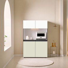 엘리에셀 비스포크 오브제 1000 LED 진열장 광폭 다용도 선반 키큰 틈새 홈카페 수납장 방문설치, 화이트그린