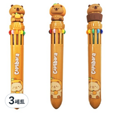 엠에스 큐티바라 카피바라 10색 볼펜 3종 세트 0.7mm, 3세트, 혼합색상