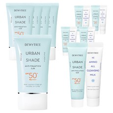 듀이트리 어반쉐이드 안티폴루션 선크림 SPF50+ PA++++ 50ml + 10ml + 하이아미노 올 클렌징 밀크 10ml 세트, 5개