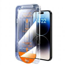 無品牌 手機 滿版 螢幕保護貼 iPhone 15 鋼化 抗炫光 高清 懶人速貼 防指紋 安裝框架 Clear 1個