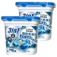 蕾寶 3合1洗衣凝珠 蔚藍風信 強效清潔 持久留香 15顆/盒, 15顆, 2盒