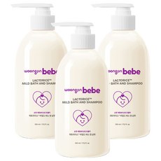 웅진베베 락토라이스TM 마일드 바스앤샴푸 베이비파우더향, 3개, 510ml