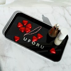 오엔리빙 예쁜 홈카페 쟁반 사각 트레이, 블랙, 1개