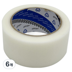 TERAOKA 이지컷 마스킹 끈적이 적은 무잔사 보양테이프 반투명 50mm x 25m 4140, 6개