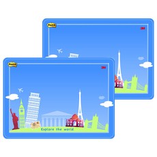 3M Post-it 利貼可再貼備忘板 中型 558M-D #7100095702, 旅行系列 藍色 + 白色, 1片, 2個