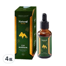 GREEN GOLD 台灣綠金 頂級巴西綠蜂膠滴劑, 天然蜂膠, 30ml, 4瓶