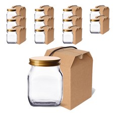 mir 金蓋方形玻璃罐 800ml+低型禮盒組 L號, 12組