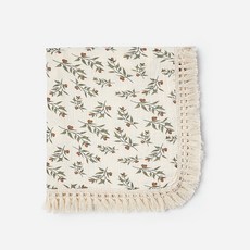 Kori Deer 可莉鹿 印花流蘇嬰兒萬用純棉紗布包巾 櫻桃圖案 親膚透氣 多功能, 櫻桃色