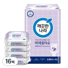 깨끗한나라 닥터비데 센서티브 화장실용 비데물티슈 캡형, 55g, 80매, 16개