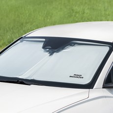 ROAD MONSTER 一觸式汽車遮陽簾 中型 + 收納袋套組, 1套, 銀色(遮陽簾)