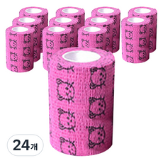 강아지 자가접착 일회용 신발 붕대 핑크 고양이 7.5cm, 24개