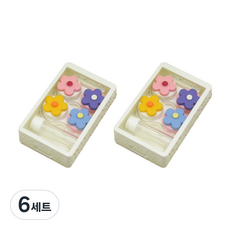 콩 더블플라워 콘택트렌즈 케이스 2p 세트, 화이트, 6세트