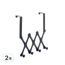 롤코 스테인레스 자바라 도어 훅 문 옷걸이 4구 40cm, 블랙, 2개