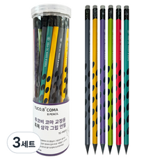 투코비 코마 흑목 삼각 교정연필 B TC-P03, 랜덤발송, 90개