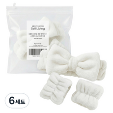 셀리빙 세안 헤어밴드 + 손목밴드 2p 세트, 화이트, 6세트