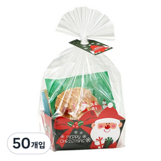 이홈베이킹 크리스마스 트레이 + 타이 + 폴리백, 싼타(대), 50개입