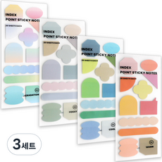 아이코닉 인덱스 포인트 점착 메모지 플래그 스티커 4종 세트, 3세트, 4개입