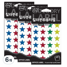 Petit 顏色分類用亮面星星標籤貼紙 混合顏色 20-352A, 12入, 6個