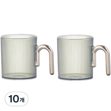 THE ZAKKA 簡約圓弧把手透明漱口杯, 10個, 綠色