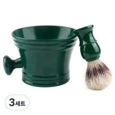 LOFT MARKET 起泡碗刮鬍刷理容工具組 綠色 單一尺寸, 3套, 刮鬍刷 + 碗