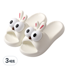 살림제작소 미끄럼방지 EVA 마시멜로 토끼 거실화, 화이트, 3세트