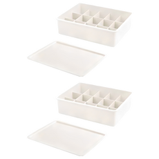 MYWONY 15格塑膠內衣整理盒, 白色, 2個