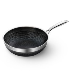 Cookcell IH爐適用陶瓷蜂巢紋不沾深炒鍋 黑色, 24cm, 1個