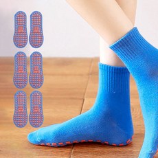 에델린 여성 보들 논슬립 요가 필라테스 양말, 블루, 3개
