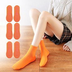 Edelin 女性柔軟防滑瑜珈皮拉提斯襪, 3個, 橘色