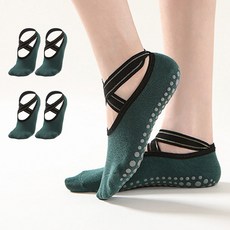 Edelin金線交叉綁帶防滑皮拉提斯瑜珈襪, 2個, 綠色