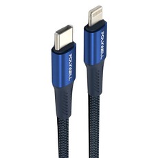 POLYWELL 寶利威爾 Type-C To Lightning PD編織快充線 鋁合金 適用iPhone PW15-W45-A315, 藍色, 1條, 1m