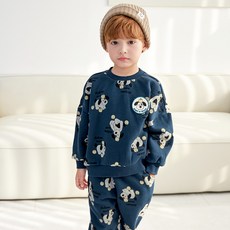 MARI N MORI 兒童Pomme小狗滿版印花刷毛上下衣套裝