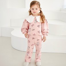 MARI N MORI 女童格紋兔子滿版印花刷毛上下衣套裝