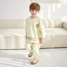 마리앤모리 아동용 러브유 곰돌이 배색 기모 상하의 세트