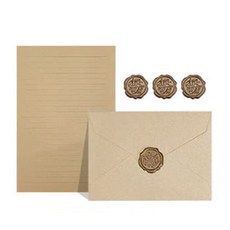 Leadhome 亞麻信封信紙套組 (信封3入+信紙10入+封蠟章3入) - 象牙白, 10張, Ivory