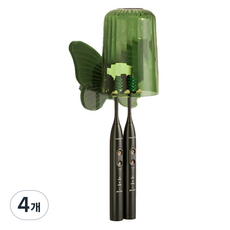 PEONIST 浴室漱口杯牙刷架, 綠色蝴蝶, 4個