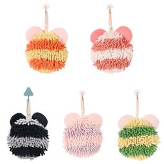 Riyahome 熊耳朵造型浴室擦手巾 5件組, 橘色, 粉紅色, 紫色, 綠色, 黑色, 1套