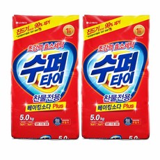 수퍼타이 찬물 전용 실내건조 분말세제 효소 세탁세제 일반드럼 겸용 리필, 5kg, 2개