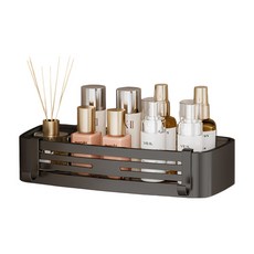 太空鋁吸盤浴室置物架, 太空鋁 黑色, 1個, 方形, 380g