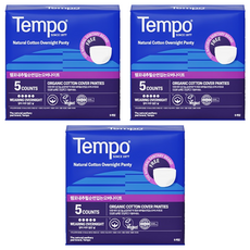 韓國 Tempo 棉柔褲型衛生棉, 夜用型(46cm), 3包, 5片