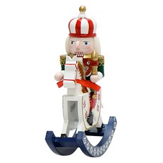 聖誕紅藍木馬士兵立式裝飾品, 1個, 白色, 30cm