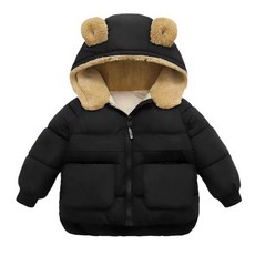 兒童款 羽絨棉小熊外套, 130(115-125cm), 黑色