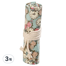 알로데 캔버스 리드 커튼 색연필 파우치 12색 23 x 20 cm, 09 꽃시계, 3개