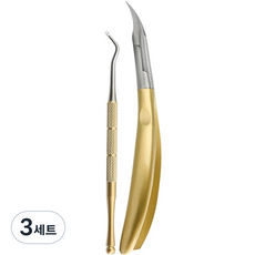 플라카 큐티클 네일케어 페디큐어 니퍼 2종 세트, 골드, 3세트