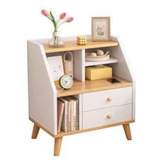 床頭櫃 50*30*61 (cm) 5KG 附組裝說明書, 賽杉木 + 白色, 1個